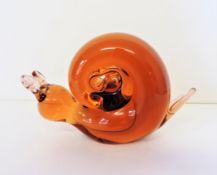 Signed Wedgwood Amber Glass Snail c.1970's