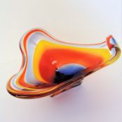 Mid Century Italian Murano Multi Colour Freeform Art Glass Bowl