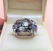 Sterling Silver Sapphire & Topaz Ring