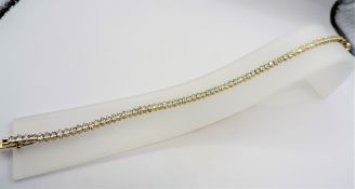 14k Gold on Sterling Silver 3mm Gemstone Tennis Bracelet New with Gift Box