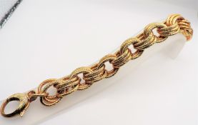 Italian 14k Gold on Sterling Silver Triple Link Bracelet New with Gift Box