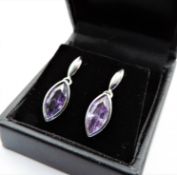 Sterling Silver 2ct Amethyst Earrings New with Gift Pouch