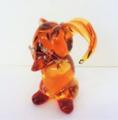 Hand Blown Amber Art Glass Animal Figurine