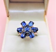 Sterling Silver 4ct Blue Sapphire Ring New with Gift Box