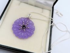 Sterling Silver Lavender Jade & Amethyst Pendant Necklace