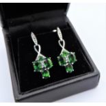 Sterling Silver 6ct Green Diopside Earrings New with Gift Box