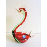 Vintage Murano Sommerso Glass Swan