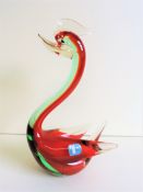 Vintage Murano Sommerso Glass Swan