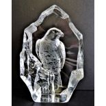 Large Signed Mats Jonasson Crystal Eagle 19cm Tall