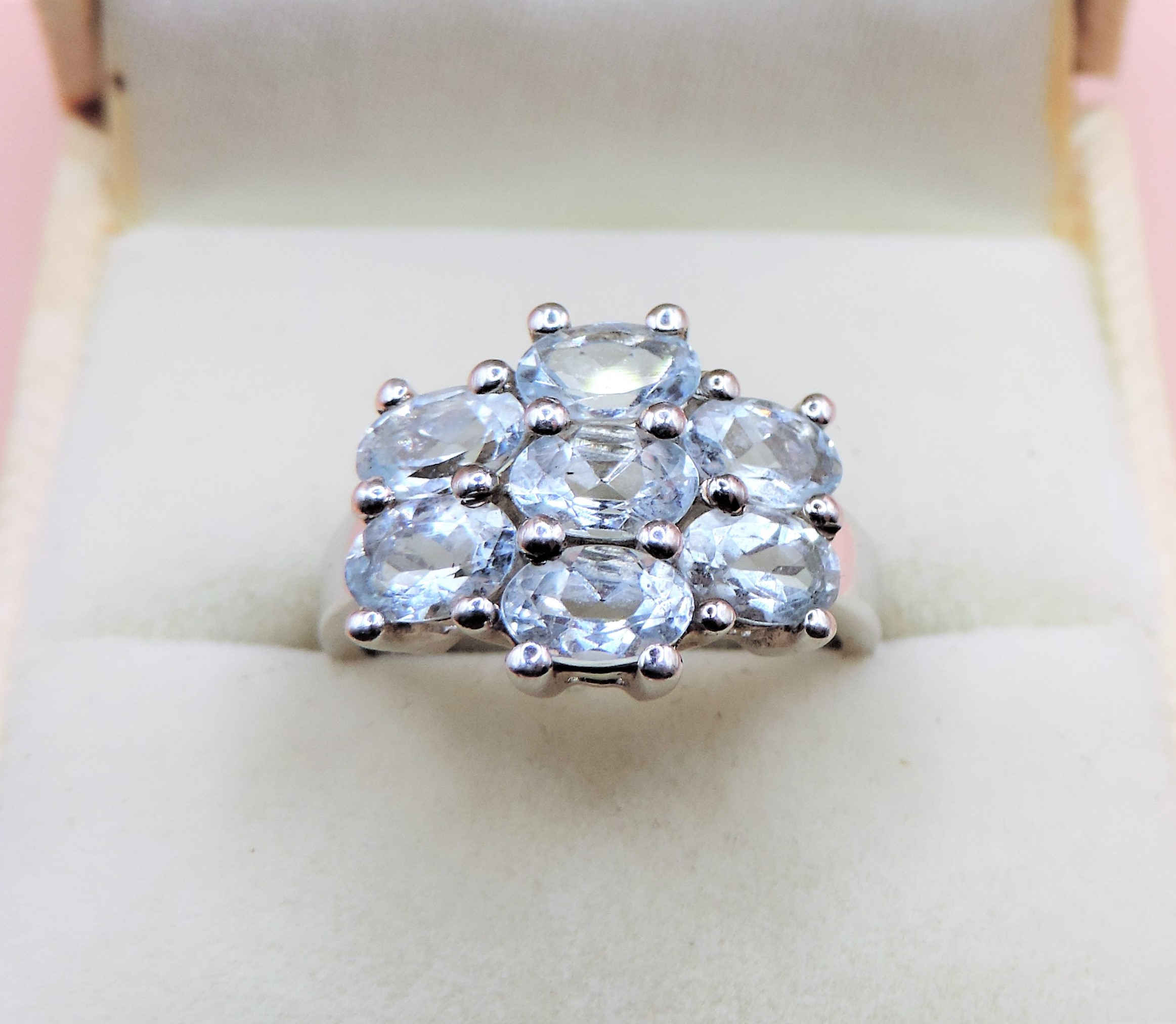 Sterling Silver Aquamarine Ring New with Gift Box