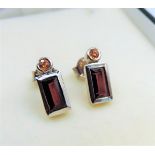 Sterling Silver 2ct Garnet & Citrine Earrings New with Gift Pouch