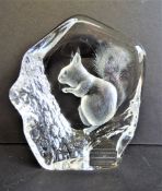 Signed Large Mats Jonasson Crystal Squirrel Sculpture 11cm Tall