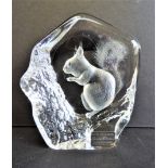 Signed Large Mats Jonasson Crystal Squirrel Sculpture 11cm Tall