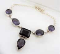 Sterling Silver Amethyst Statement Necklace