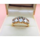 14k Gold on Sterling Silver 2ct Aquamarine Ring New with Gift Box