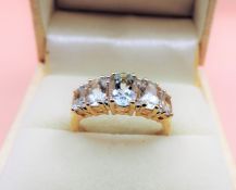 14k Gold on Sterling Silver 2ct Aquamarine Ring New with Gift Box