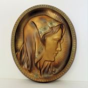 Vintage Virgin Mary Wall Plaque Made in Austria