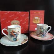 Pair Renoir Fleur de Champs Goebel Porcelain Demitasse Cups and Saucers NEW Boxed