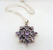 Sterling Silver Natural Amethyst Pendant Necklace with Gift Pouch