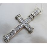 Large Vintage Sterling Silver Gothic Style 19  carat Moissanite Cross Pendant