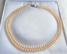 Vintage Double Strand Pearl Necklace 17 inches Long with Gift Box