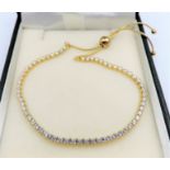 14k Gold on Sterling Silver Gemstone Slider Tennis Bracelet New with Gift Pouch