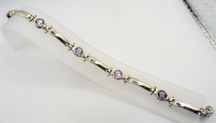 Sterling Silver Amethyst Bracelet