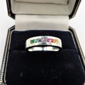 Sterling Silver Tutti Frutti Gemstone Ring New  with Gift Pouch