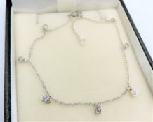 Sterling Silver Dangling Diamonds Bracelet New with Gift Box