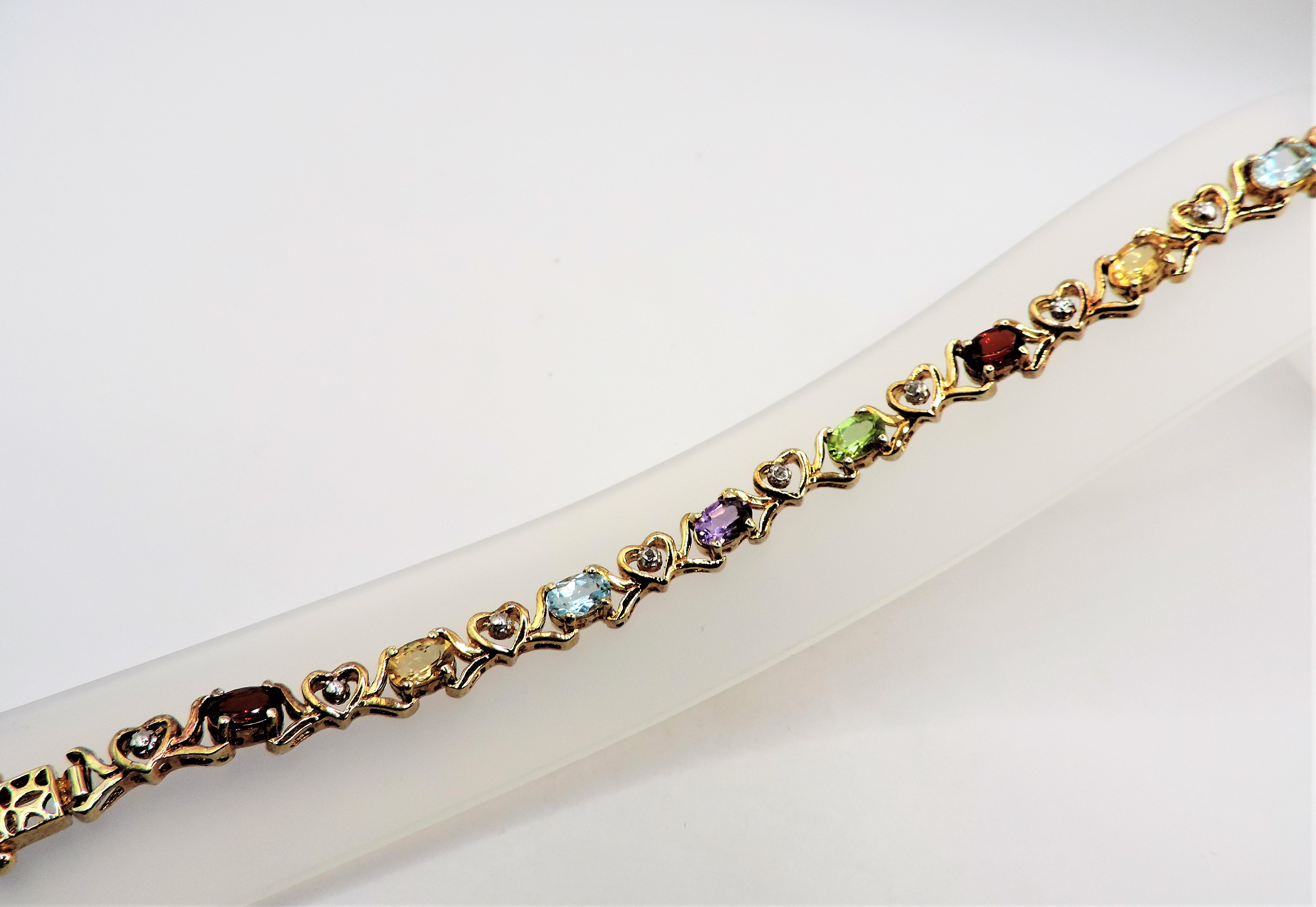 Gold on Sterling Silver Multi Gemstone Bracelet with Gift Box - Image 2 of 3