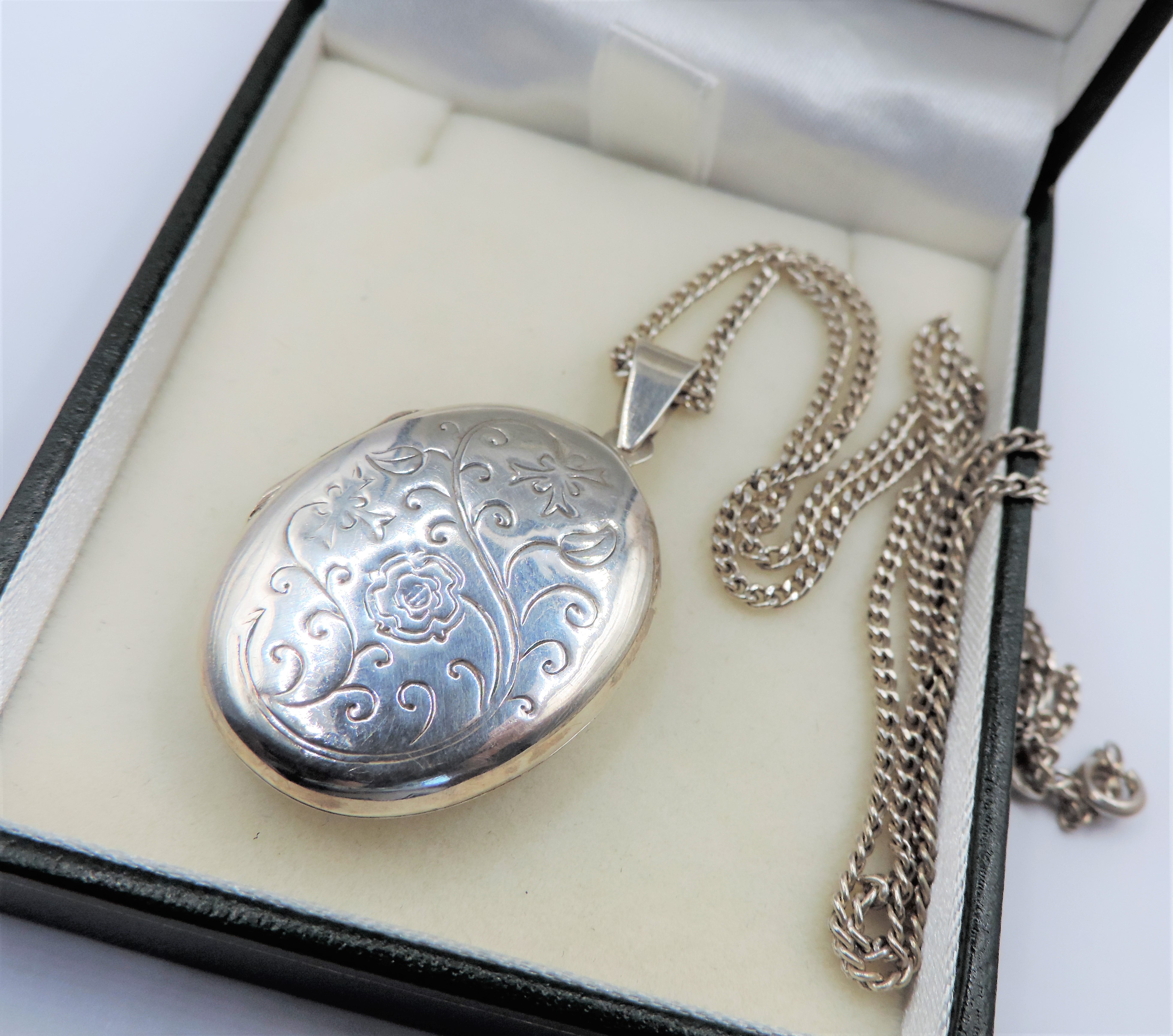 Vintage Sterling Silver Locket with Engraved Love Poem