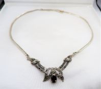 Vintage Marcasite & Garnet Necklace