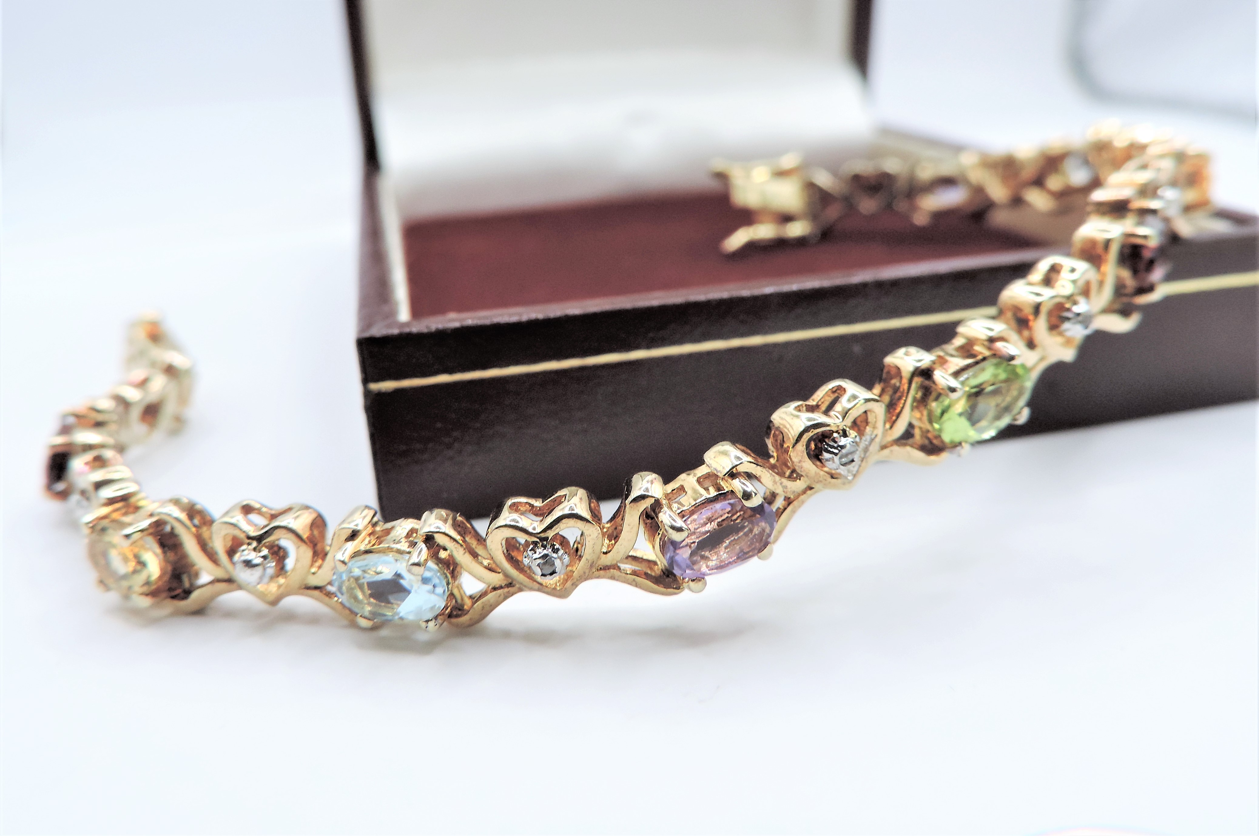Gold on Sterling Silver Multi Gemstone Bracelet with Gift Box - Image 3 of 3