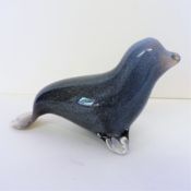 Signed Wedgwood Speckled Grey Glass Seal