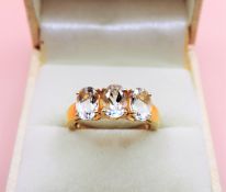 Gold on Sterling Silver 3ct White Sapphire Ring New with Gift Box