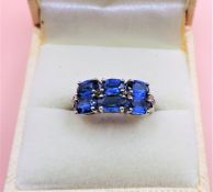 Sterling Silver 2ct Sapphire & Diamond Ring New with Gift Box