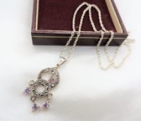 Sterling Silver Pink Tourmaline Pendant Necklace