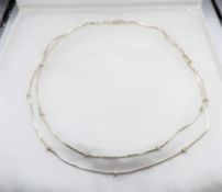 Italian Silver Double Chain Bead Necklace