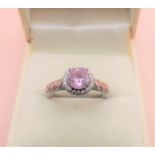 Sterling Silver 3.5 ct Pink Topaz Ring New with Gift Pouch