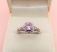 Sterling Silver 3.5 ct Pink Topaz Ring New with Gift Pouch