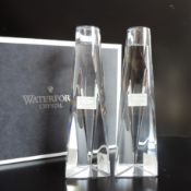 NEW Signed Waterford Crystal Candlesticks Matching Pair