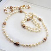 Cultured Pearl Necklace and Bracelet Set New with Gift Box