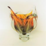 Vintage Murano Green & Amber Free Form Sculpture