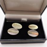 Vintage 9k Gold on Sterling Silver Cufflinks Birmingham Hallmark 1962 with Gift Box