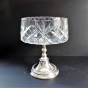 Elkington Silver Plate and Cut Crystal Pedestal Bowl for Fruit/Sweets/Nuts & More!