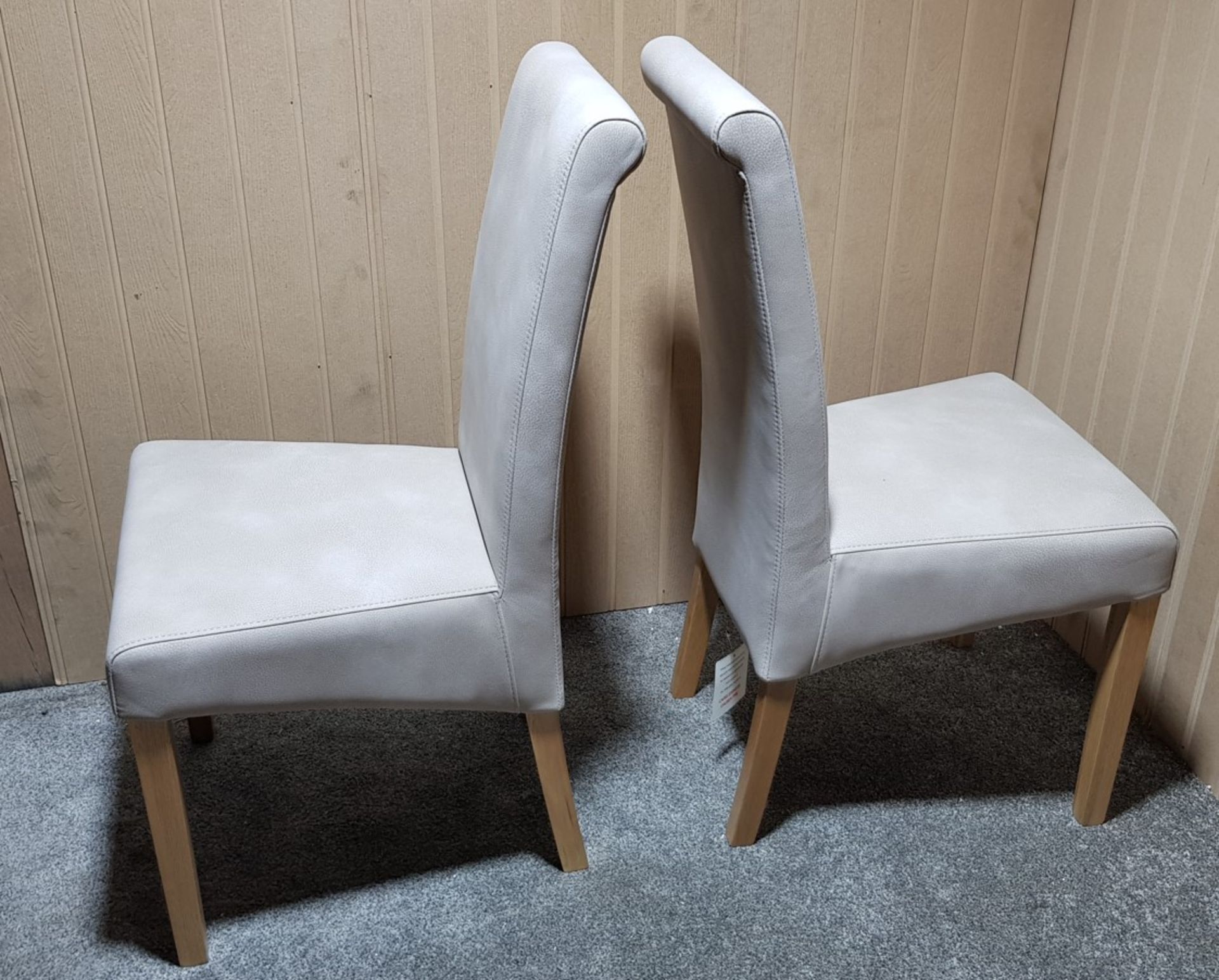 (27/Mez) Lot RRP £170. 2x Scroll Back Rustic Dappled Beige Fabric Dining Chair RRP £85 Each. Dime... - Image 5 of 12