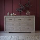 (14/Mez) RRP £549.99. Willow Solid Oak With Grey Wash 7 Drawer Chest. Dimensions: (H78x W140x D45...