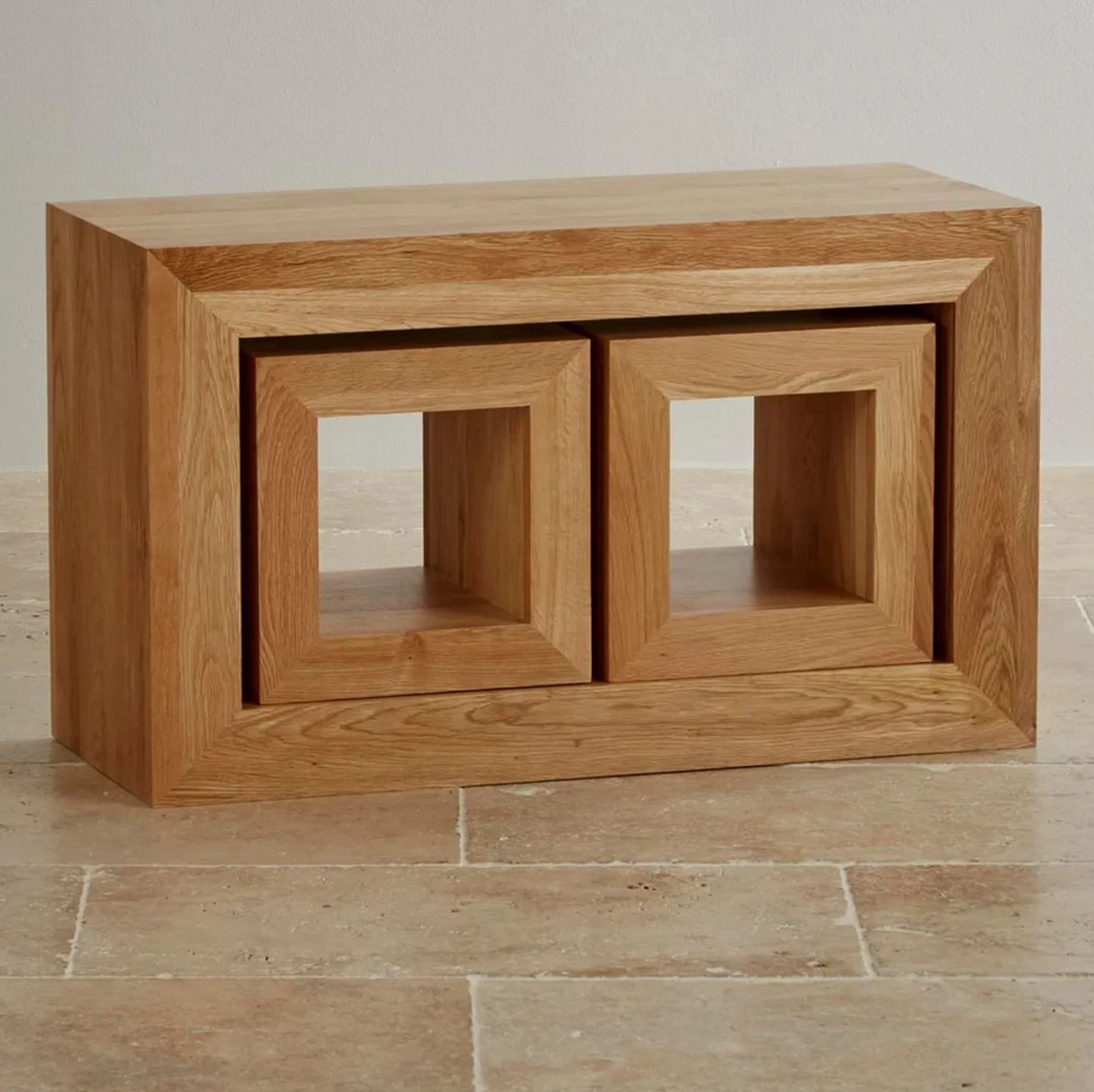 (23/Mez) RRP £299.99. Oakdale Natural Solid Oak Nest Of Tables. Dimensions: (H48x W81x D32cm). (A... - Image 2 of 13
