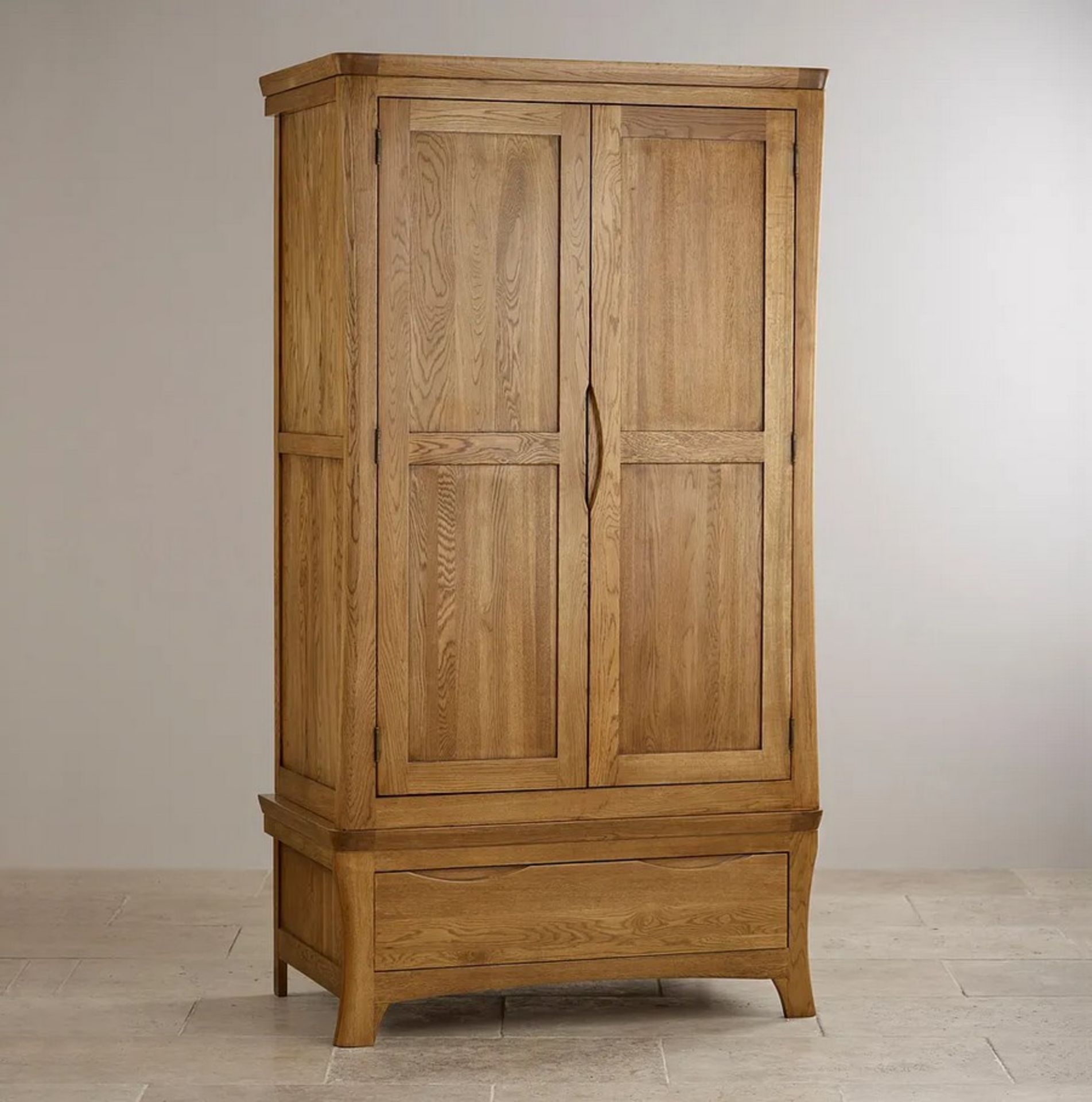 (7/Mez) RRP £799.99. Orrick Rustic Solid Oak Double Wardrobe. Dimensions: (H185x W100x D58cm). (A...