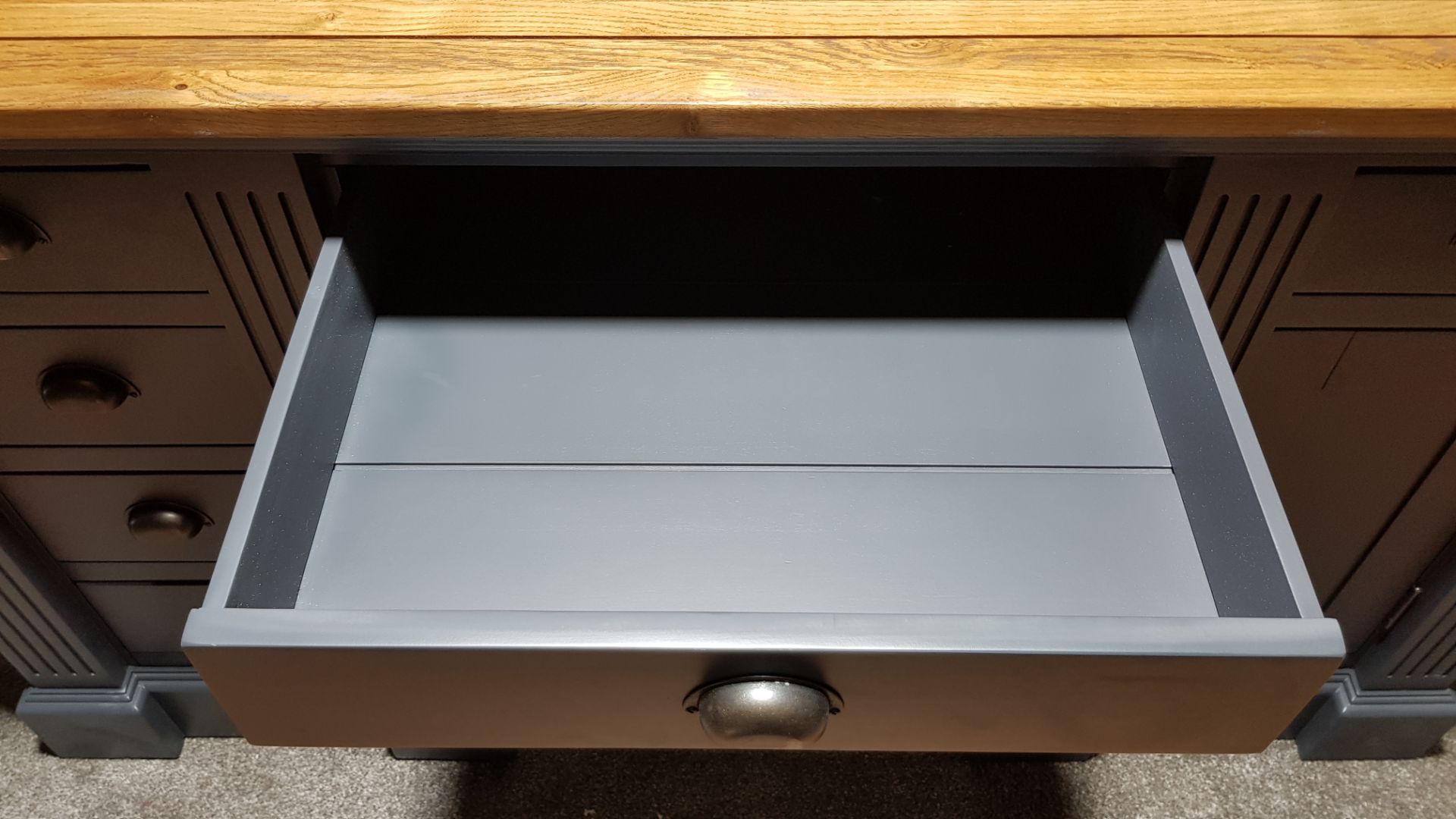 (12/Mez) RRP £549.99. Highgate Rustic Solid Oak And Painted Desk. Dimensions: (H82x W145x D60cm).... - Image 14 of 25